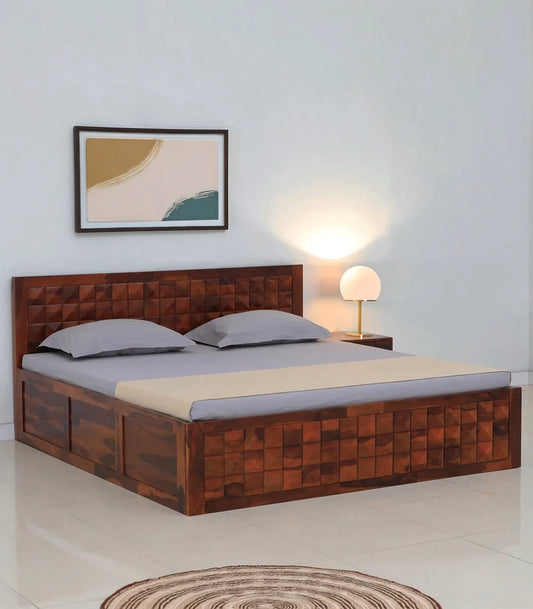 Pluton Solid Wood Scandinavian Style Bed Furniture on Rent - Rentux