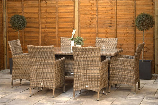 Jill Rattan Luxury Dining Table - 6 & 8 Seater/All Sizes Furniture on Rent - Rentux